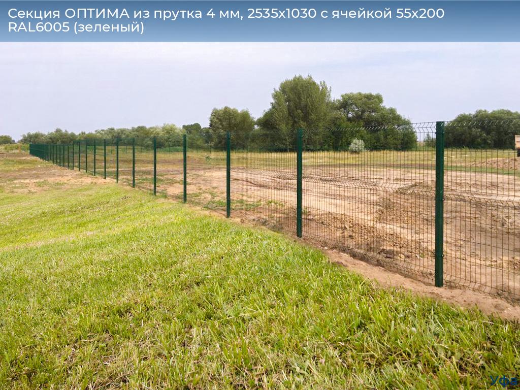 Секция ОПТИМА из прутка 4 мм, 2535x1030 с ячейкой 55х200 RAL6005 (зеленый), www.ufa.doorhan.ru