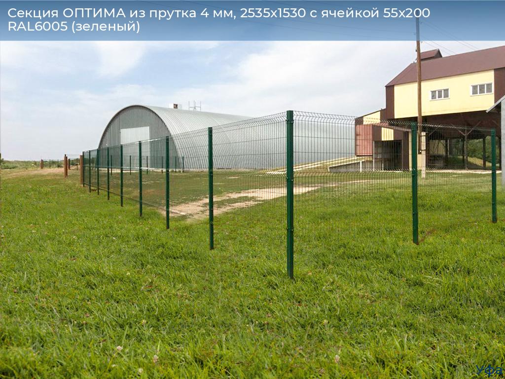 Секция ОПТИМА из прутка 4 мм, 2535x1530 с ячейкой 55х200 RAL6005 (зеленый), www.ufa.doorhan.ru
