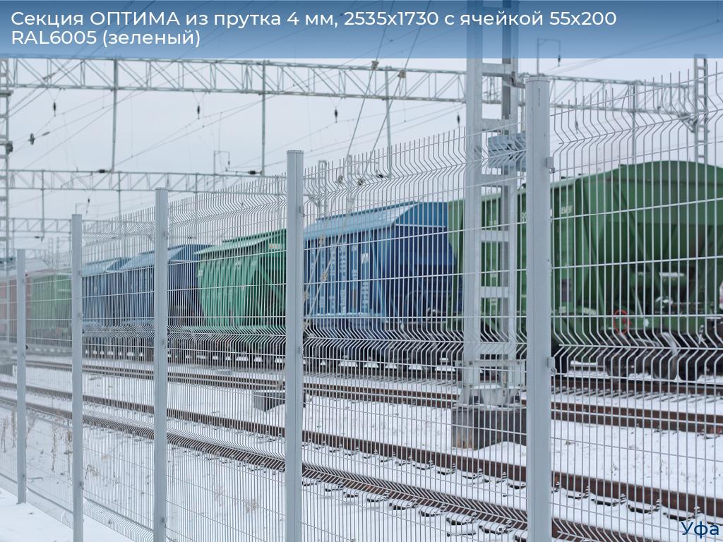 Секция ОПТИМА из прутка 4 мм, 2535x1730 с ячейкой 55х200 RAL6005 (зеленый), www.ufa.doorhan.ru