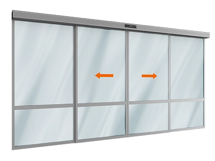 Комплект автоматической раздвижной двери (две подвижные и две неподвижные лайтстворки) для привода ad-sp